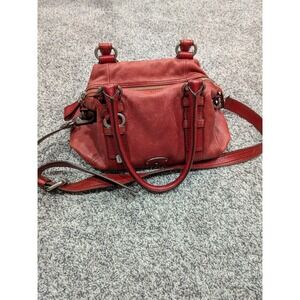 Fossil Maddox Scarlet Red Leather Top Handle Satchel Crossbody Bag